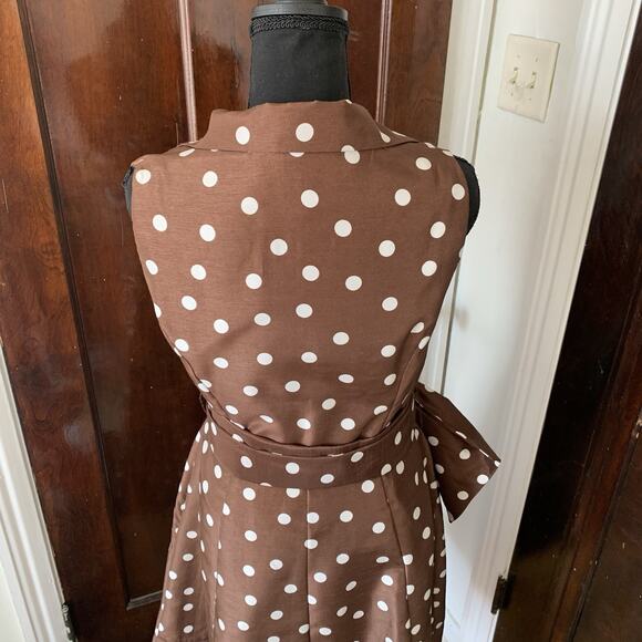 90s Jessica Howard Pretty Woman Brown Polka Dot Shirt Dress SZ 10 - Picture 6 of 15